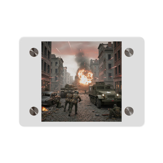 Acrylic Wall Art Panel - M3A1 - 9th Armor Division Attack - WWII