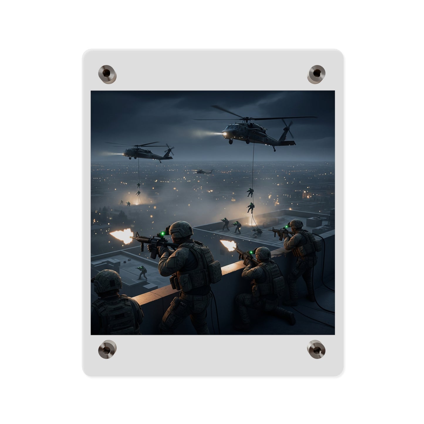 Acrylic Wall Art Panel - Night Air Assault by Army Rangers