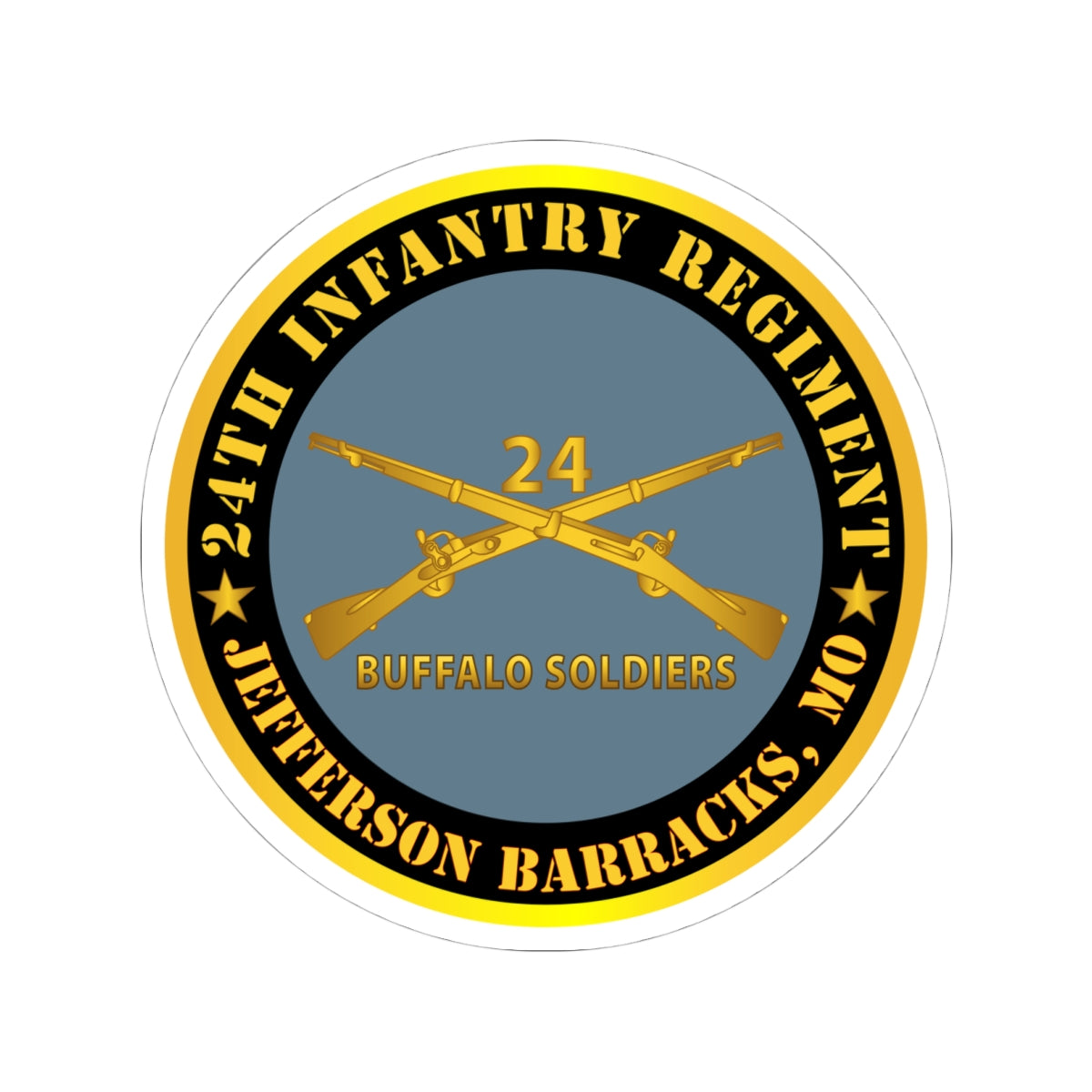 Kiss-Cut Stickers - Army - 24th Infantry Regiment - Jefferson Barracks, MO - Buffalo Soldiers w Inf Branch