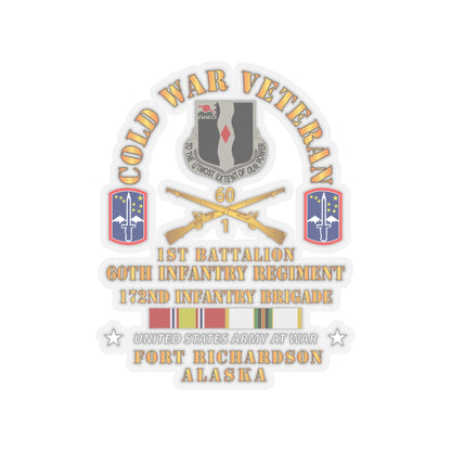 Kiss-Cut Stickers - Army - Cold War Vet - 1st Bn, 60th Inf - 172nd In Bde - Ft Richardson AK w COLD SVC X 300