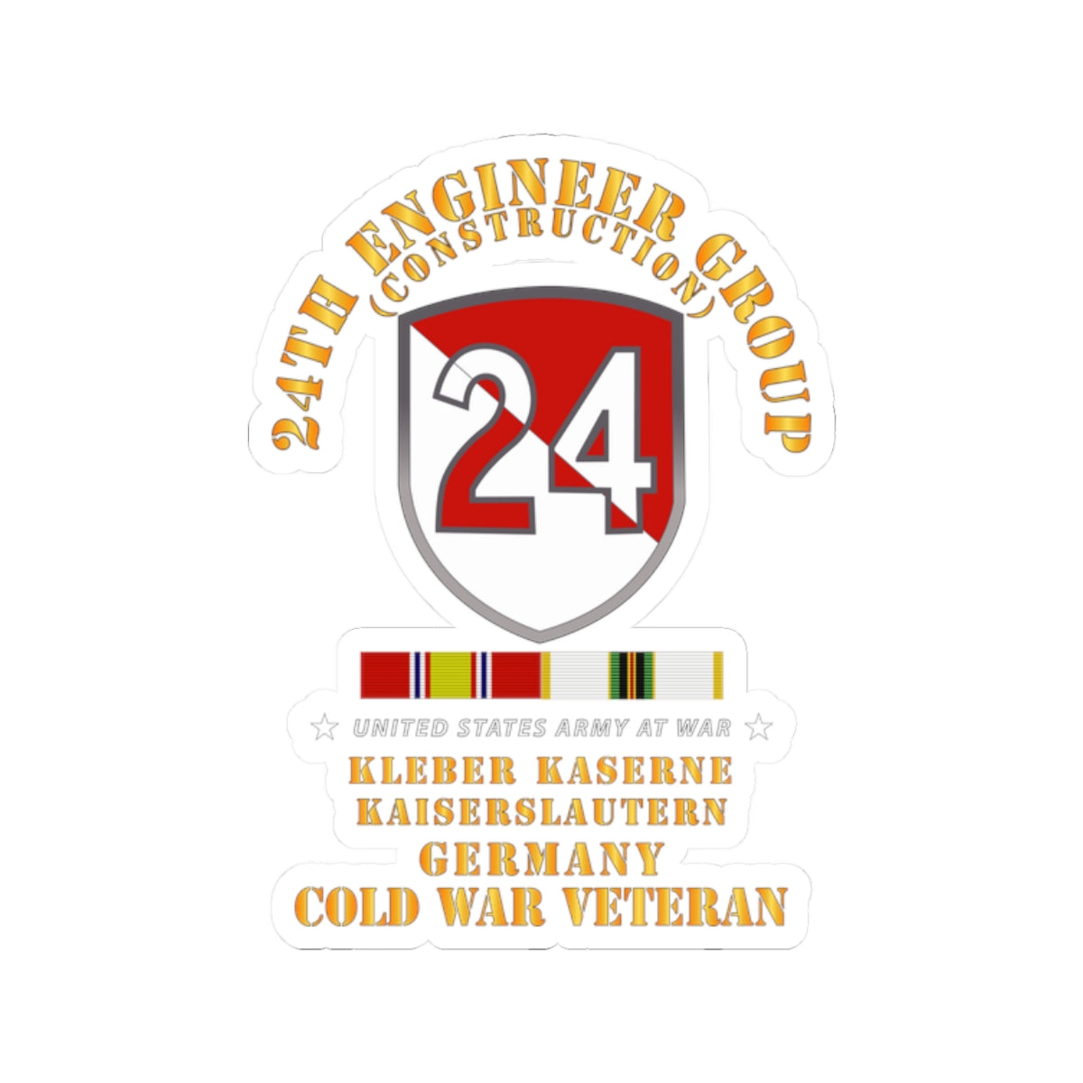 Kiss-Cut Stickers - 24th Engineer Group (Construction) - Kaiserslautern, Germany 1954 - 1972- w COLD WAR SVC X 300
