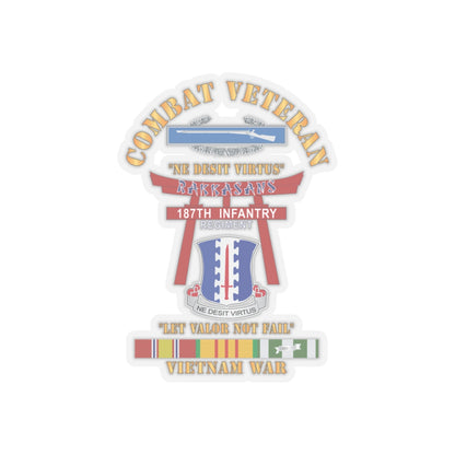 Kiss-Cut Stickers - Army - Combat Veteran - 187th Infantry Regiment - Torii, Rakkasans, Let Valor Not Fail, English, Latin w CIB w VN SVC X 300