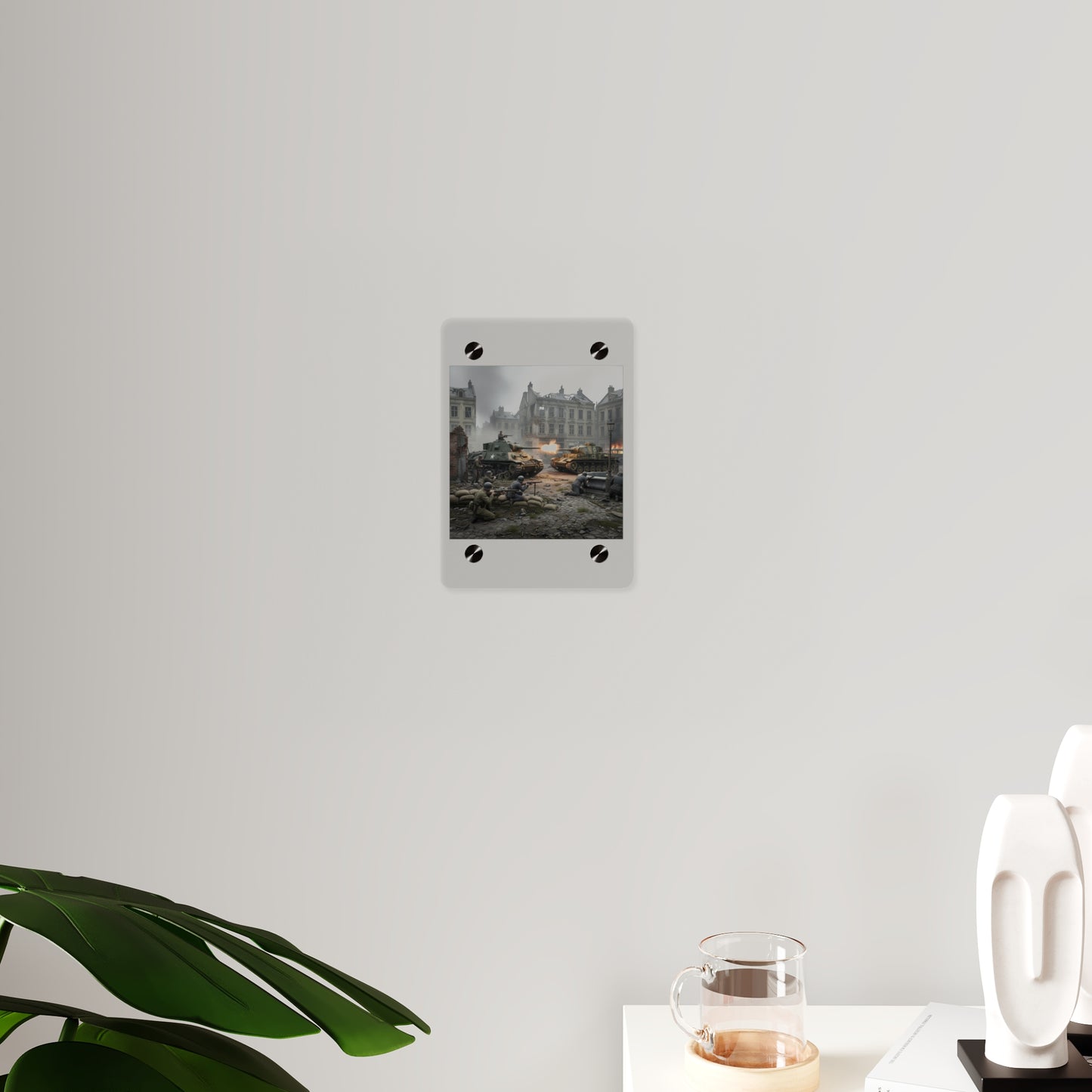Acrylic Wall Art Panel - US Tank Destroyer - M10 Wolverine Battles a German Panzer Tank