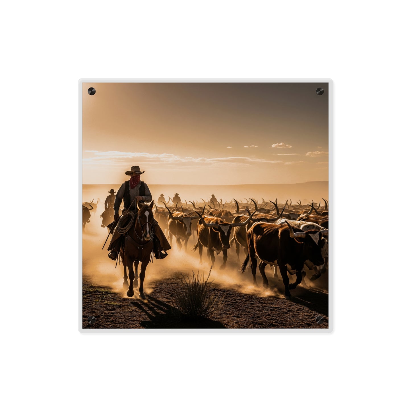 Acrylic Wall Art Panel - Dirty, dusty cattle drive in the Old West