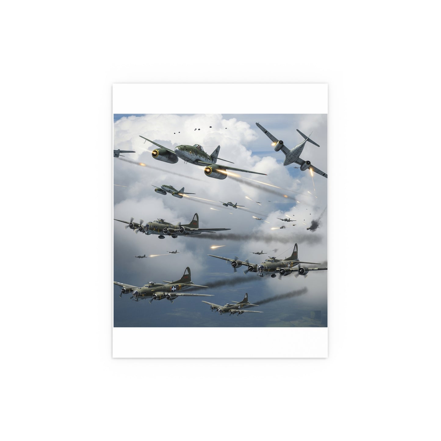Indoor and Outdoor Silk Posters - German jet fighters attacking US bombing formations