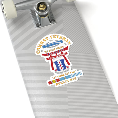 Kiss-Cut Stickers - Army - Combat Veteran - 187th Infantry Regiment - Torii, Rakkasans, Let Valor Not Fail, English, Latin w CIB w KOREA SVC