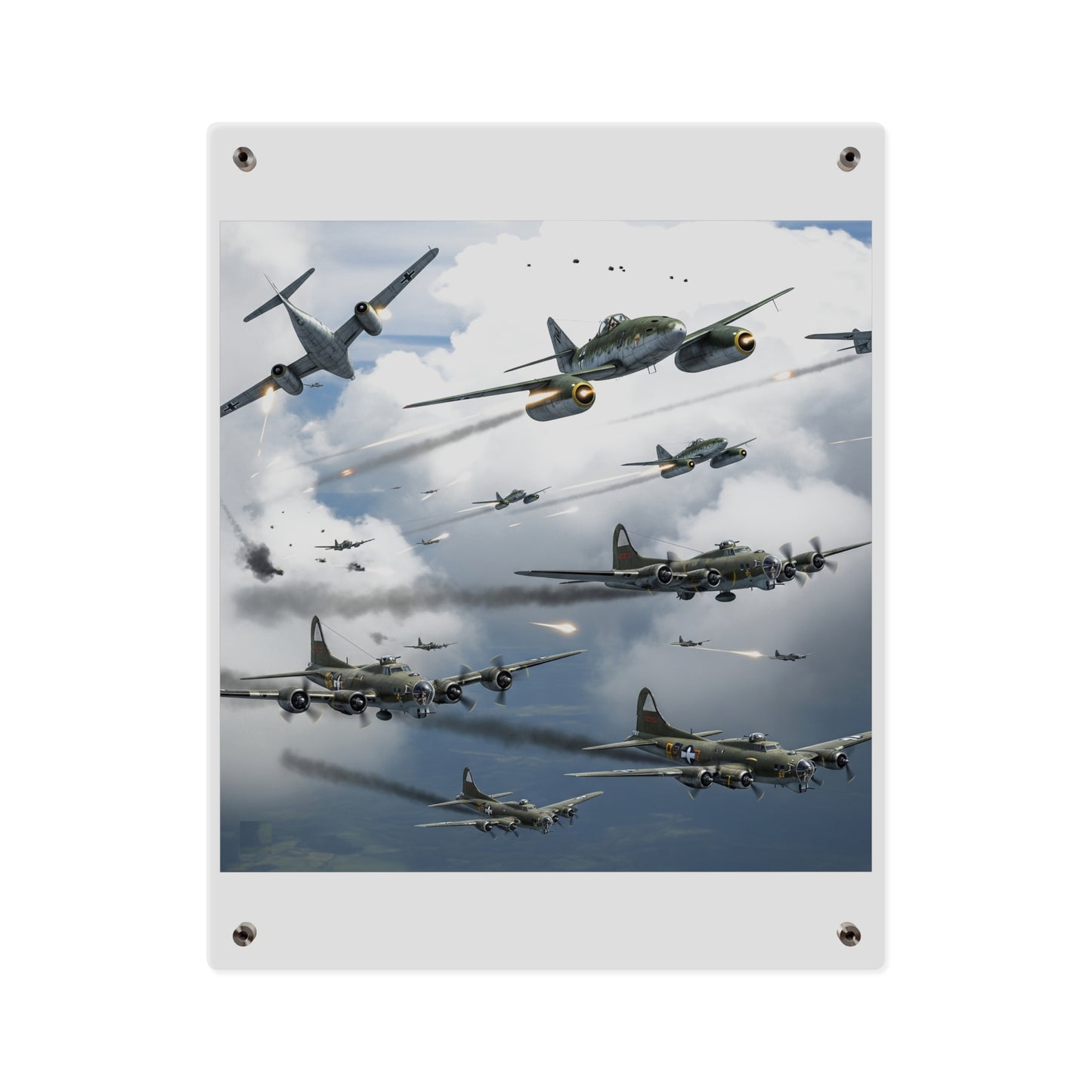 Acrylic Wall Art Panel - German jet fighters attacking US bombing formations