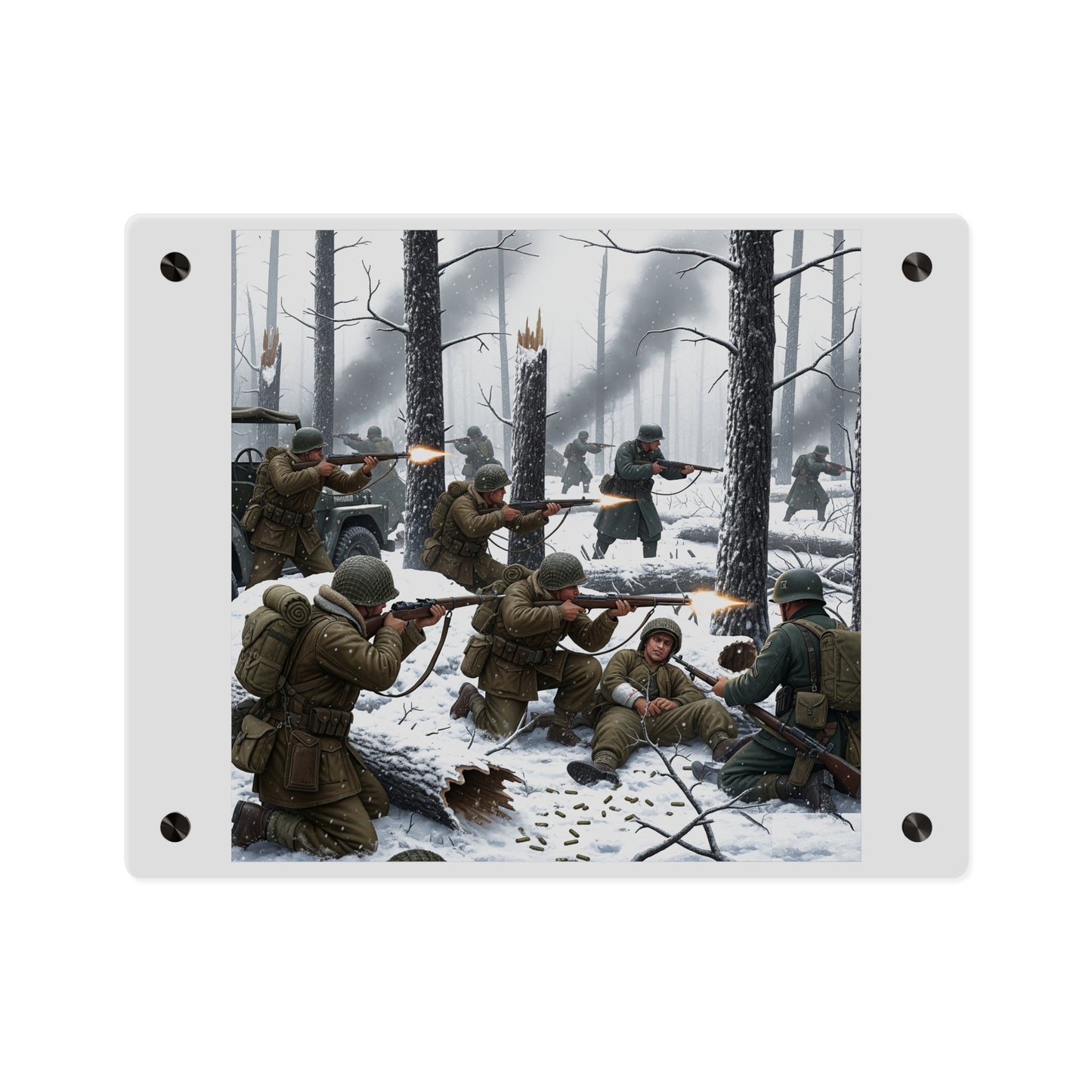 Acrylic Wall Art Panel - 101st Airborne Division fighting the German Army at the Battle of Bastogne