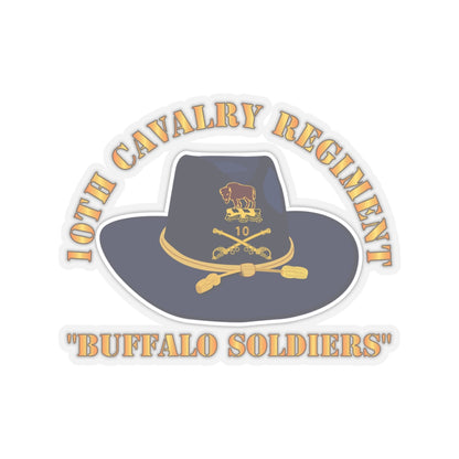 Kiss-Cut Stickers - Army - 10th Cavalry Regiment w Cav Hat - Buffalo Soldiers