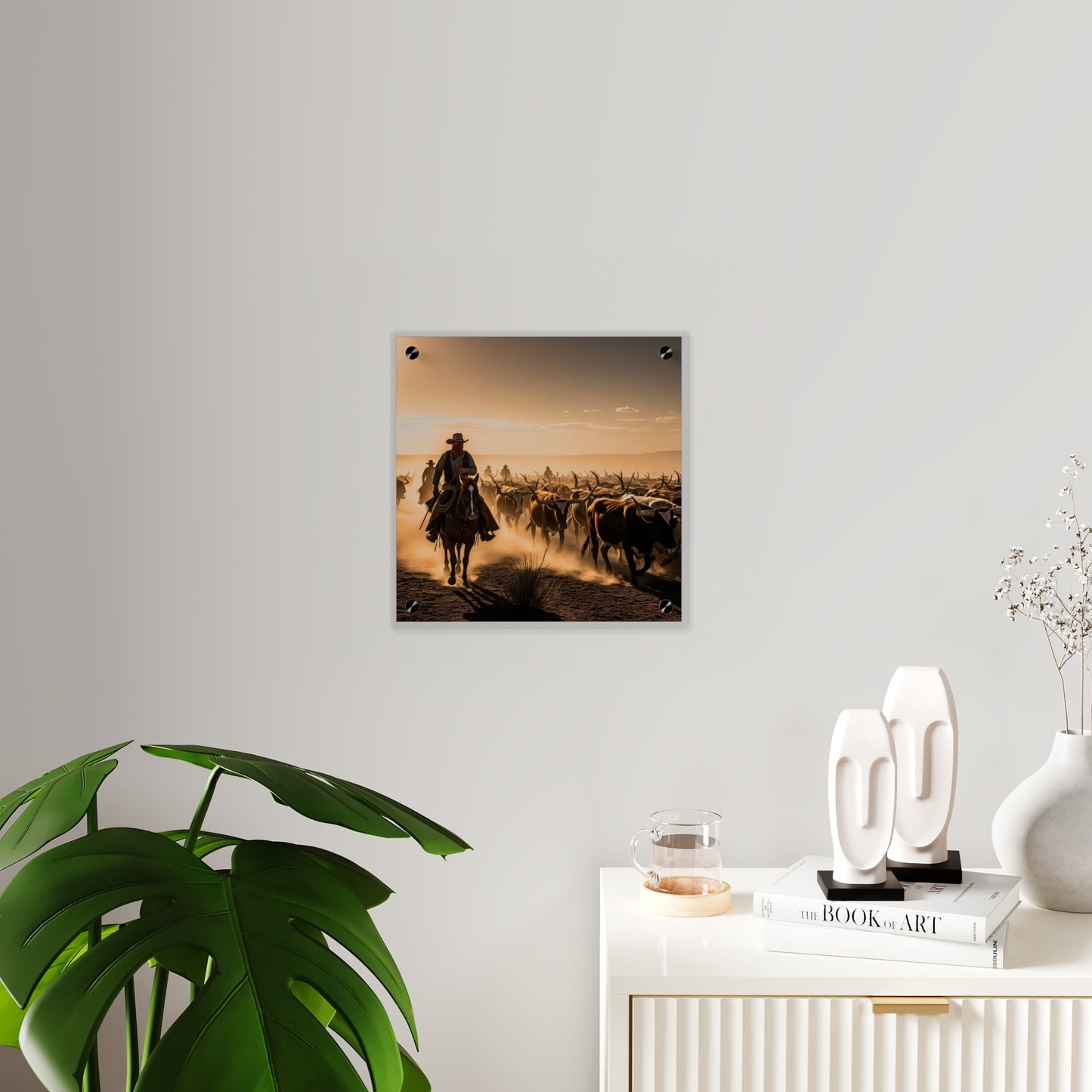 Acrylic Wall Art Panel - Dirty, dusty cattle drive in the Old West