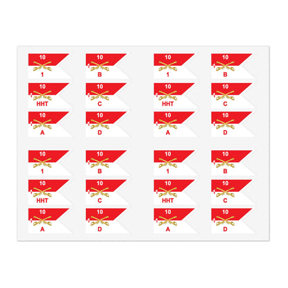 Military Sticker Sheets, 1st Squadron, 10th Cavalry Regiment with All Troop Guidons, Army Decals, Patriotic Stickers, Laptop Decals, Vehicle
