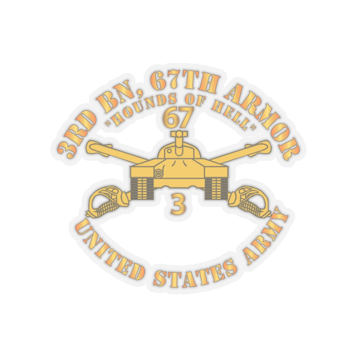 Kiss-Cut Stickers - Army - 3rd Bn 67th Armor - Armor Branch