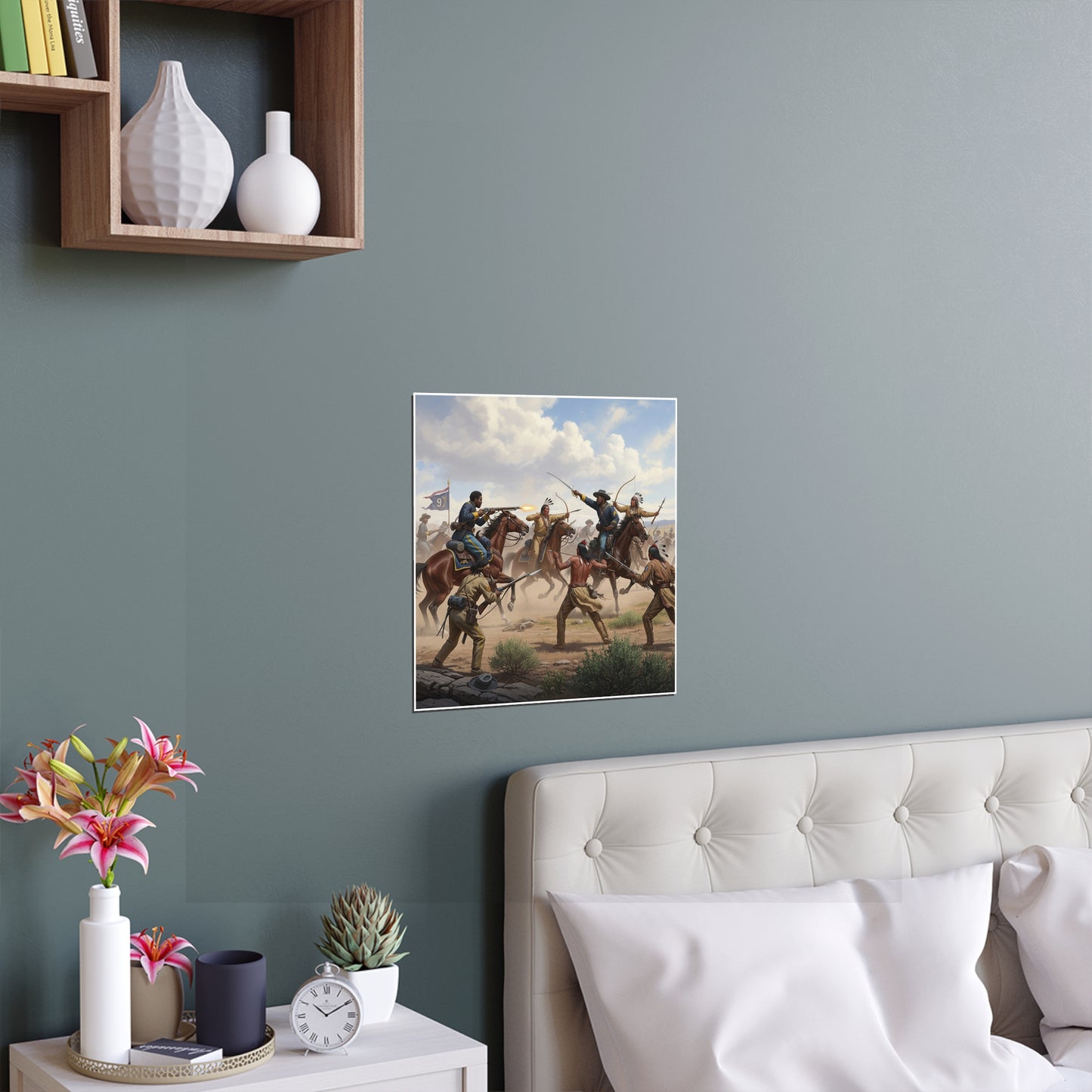 Indoor and Outdoor Silk Posters - 9th Cavalry Regiment fighting Native Americans during the Indian Wars