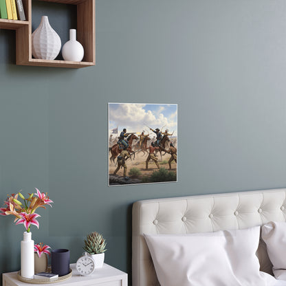 Indoor and Outdoor Silk Posters - 9th Cavalry Regiment fighting Native Americans during the Indian Wars