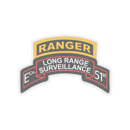 Kiss-Cut Stickers - Army - Airborne Ranger - E Company- 51st Infantry (Ranger) w Ranger Tab