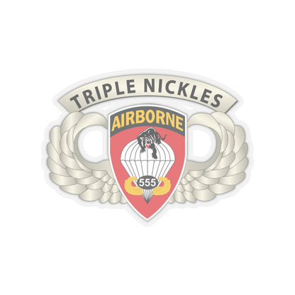 Kiss-Cut Stickers - Army - Airborne Badge - 555th Parachute Infantry Bn - SSI w  Triple Nickles Tab X 300