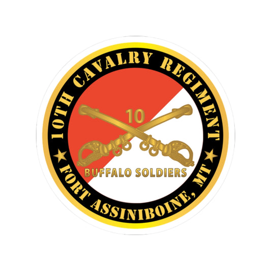 Kiss-Cut Stickers - Army - 10th Cavalry Regiment - Fort Assiniboine,  MT - Buffalo Soldiers w Cav Branch