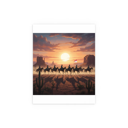 Indoor and Outdoor Silk Posters - 10th Cavalry on Patrol in the sunset w 10th Cav Guidon