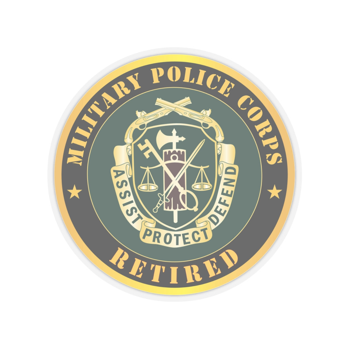 Kiss-Cut Stickers - Army - Military Police Corps Regimental Crest - Retired