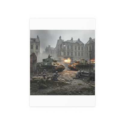 Indoor and Outdoor Silk Posters - US Tank Destroyer - M10 Wolverine Battles a German Panzer Tank