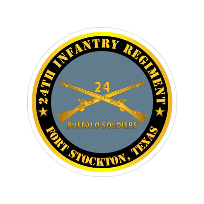 Kiss-Cut Stickers - Army - 24th Infantry Regiment - Fort Stockton, TX - Buffalo Soldiers w Inf Branch X 300
