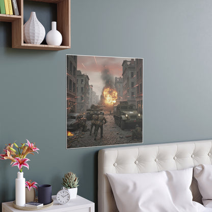 Indoor and Outdoor Silk Posters - M3A1 - 9th Armor Division Attack - WWII