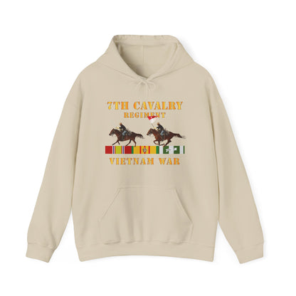 Unisex Heavy Blend™ Hooded Sweatshirt - Army - 7th Cavalry Regiment - Vietnam War wt 2 Cav Riders and VN SVC X300