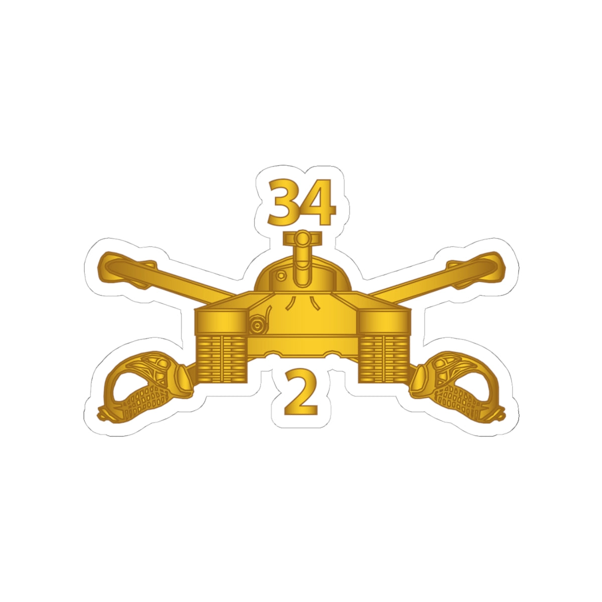 Kiss-Cut Stickers - Army - 2nd Bn 34th Armor - Armor Branch wo Txt