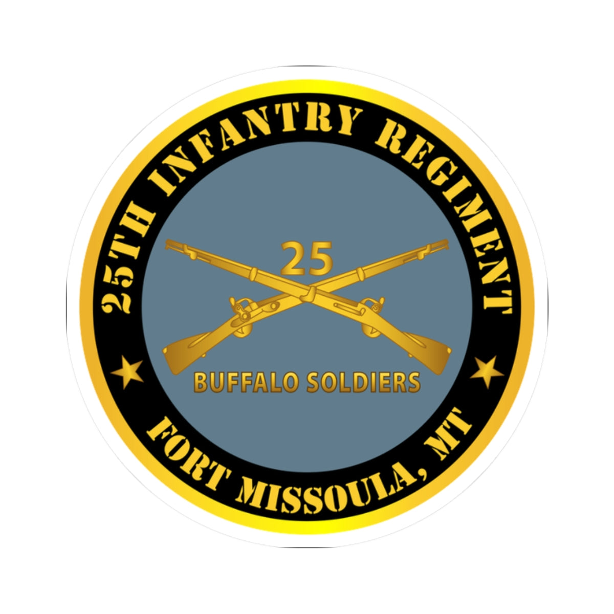 Kiss-Cut Stickers - Army - 25th Infantry Regiment - Fort Missoula, MT - Buffalo Soldiers w Inf Branch