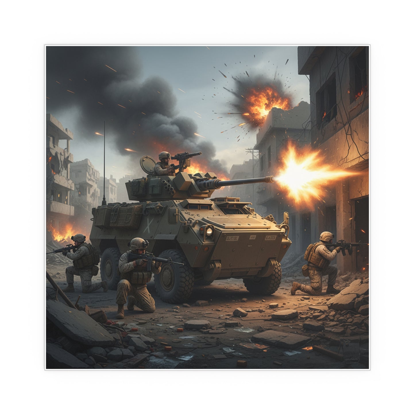 Indoor and Outdoor Silk Posters - Marine LAV in support of the 2nd Battle of Fallujah