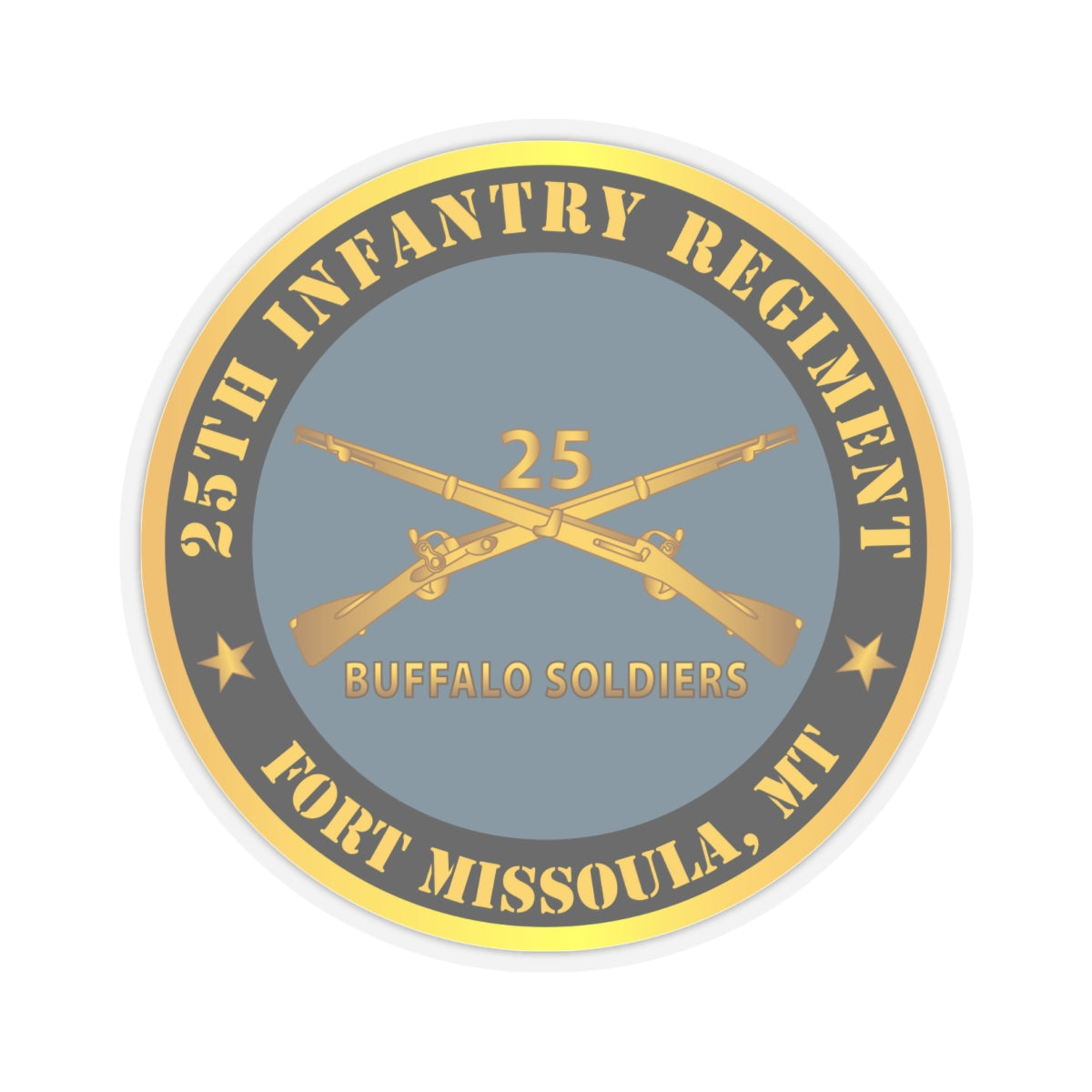 Kiss-Cut Stickers - Army - 25th Infantry Regiment - Fort Missoula, MT - Buffalo Soldiers w Inf Branch