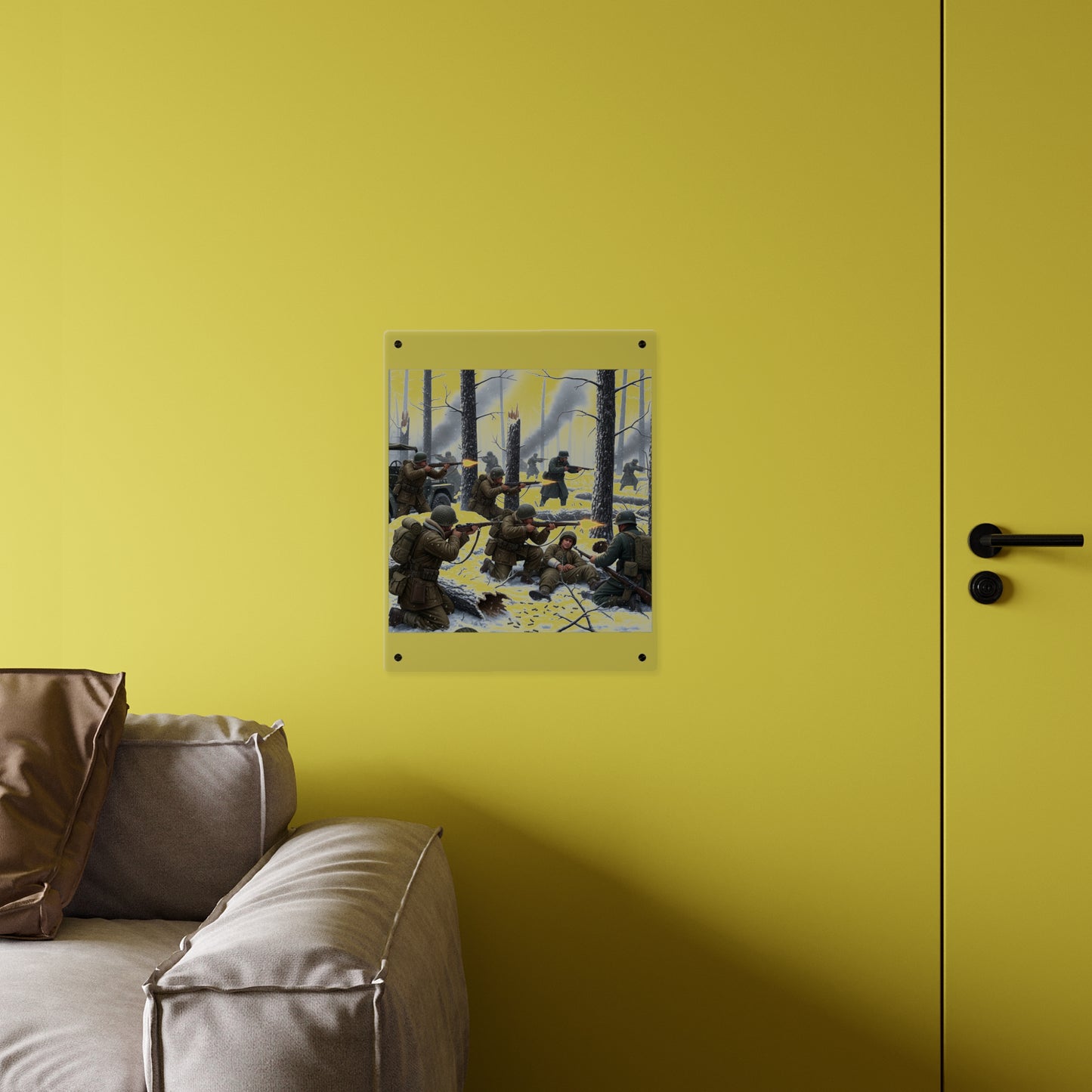 Acrylic Wall Art Panel - 101st Airborne Division fighting the German Army at the Battle of Bastogne