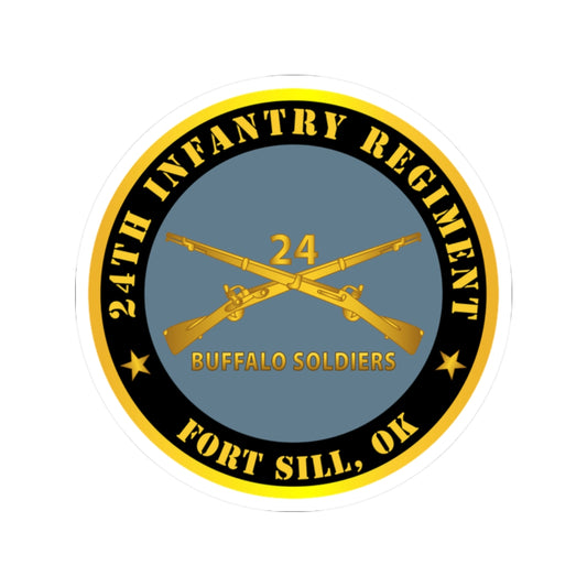Kiss-Cut Stickers - Army - 24th Infantry Regiment - Fort Sill, OK - Buffalo Soldiers w Inf Branch