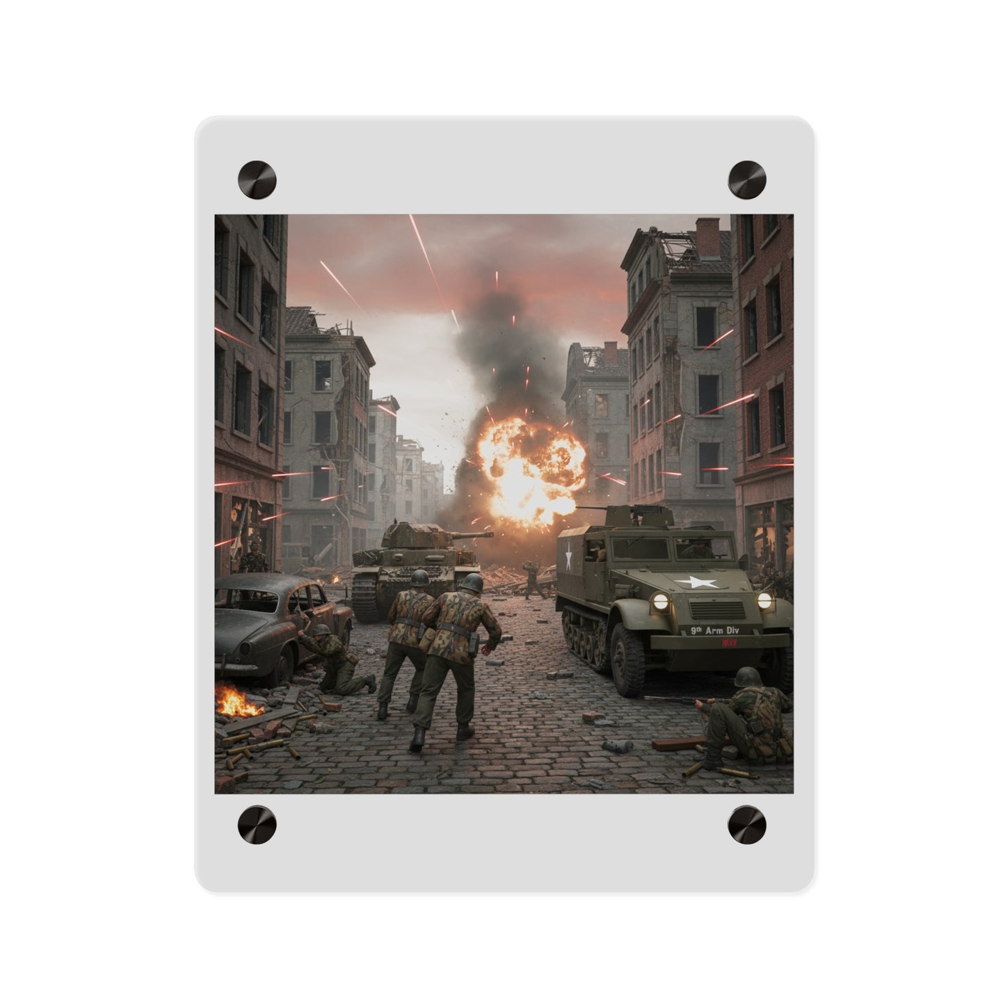 Acrylic Wall Art Panel - M3A1 - 9th Armor Division Attack - WWII