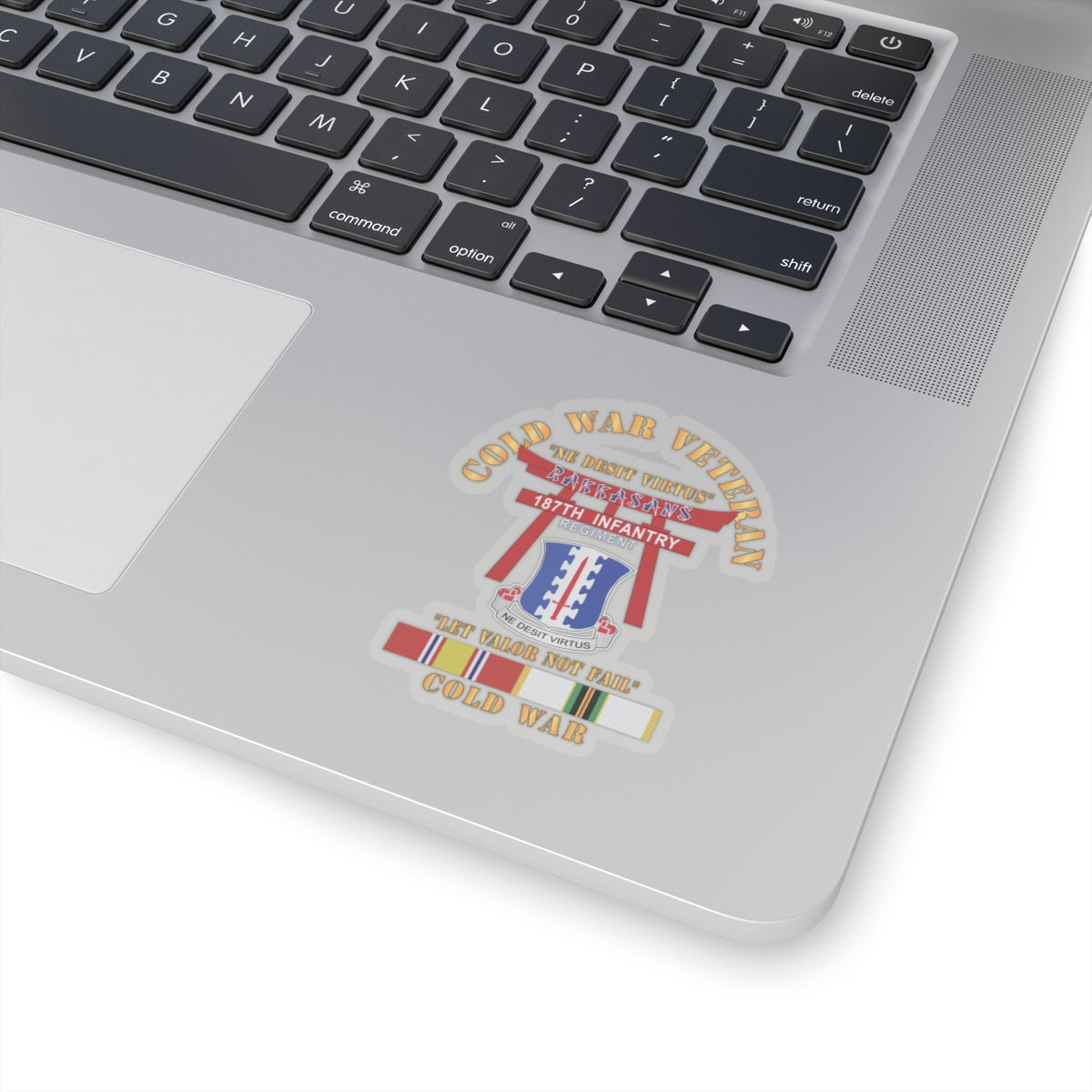 Kiss-Cut Stickers - Army - Cold War Veteran - 187th Infantry Regiment - Torii, Rakkasans, Let Valor Not Fail, English, Latin w COLD SVC