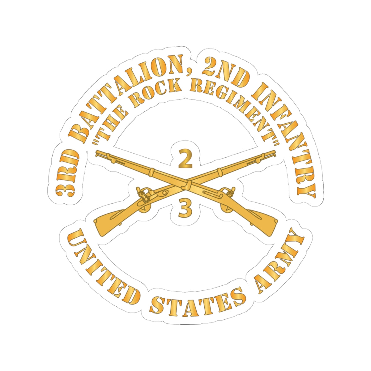 Kiss-Cut Stickers - Army - 3rd Battalion, 2nd Infantry Regiment Branch - The Rock Regiment - US Army