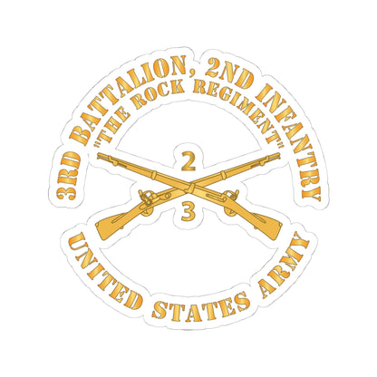 Kiss-Cut Stickers - Army - 3rd Battalion, 2nd Infantry Regiment Branch - The Rock Regiment - US Army