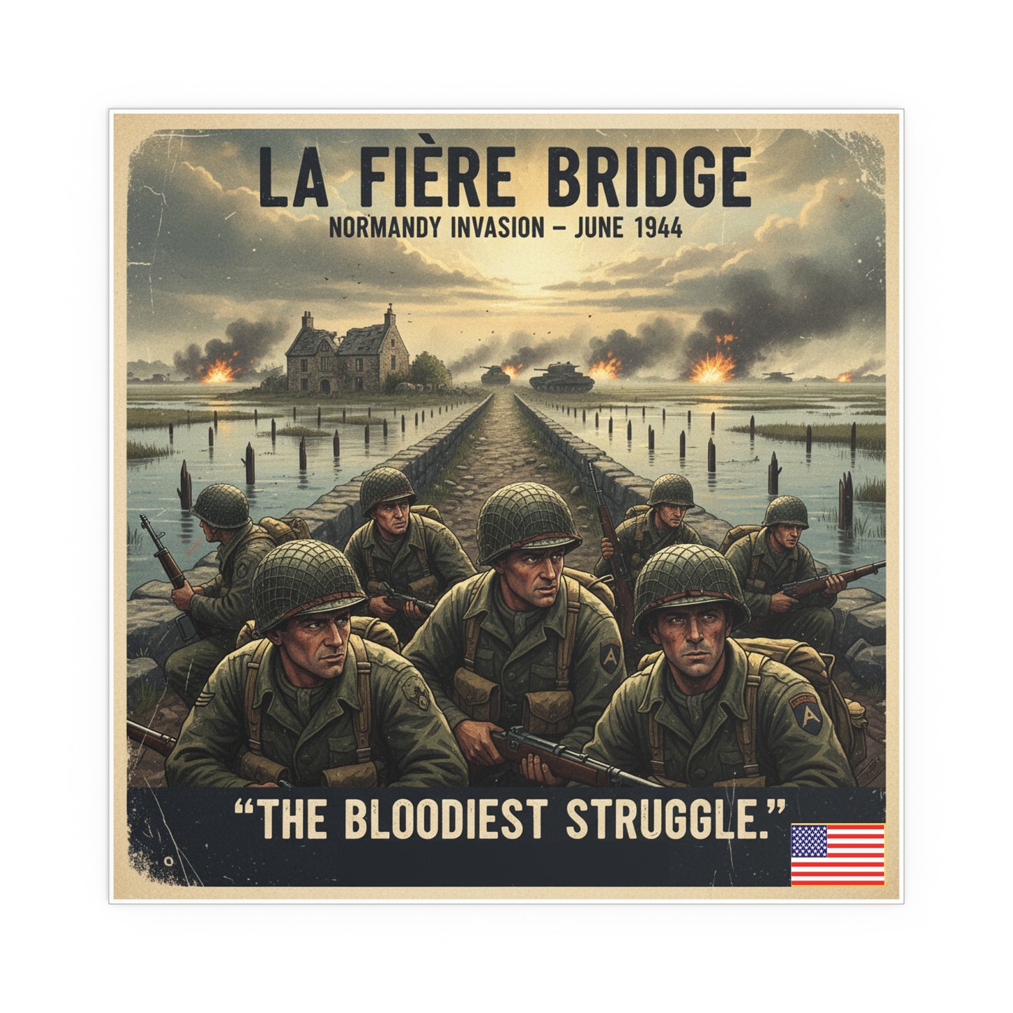 Indoor and Outdoor Silk Posters - 82nd Airborne at the La Fière Bridge