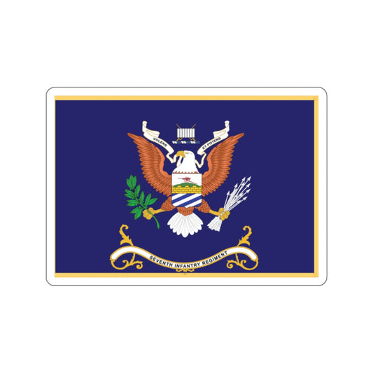 Kiss-Cut Stickers - Army - Regimental Colors - 7th Infantry Regiment  - VOLENS ET POTENS - Flag w Fringe X 300