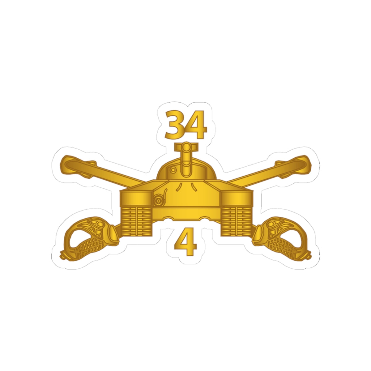 Kiss-Cut Stickers - Army - 4th Bn 34th Armor - Armor Branch wo Txt