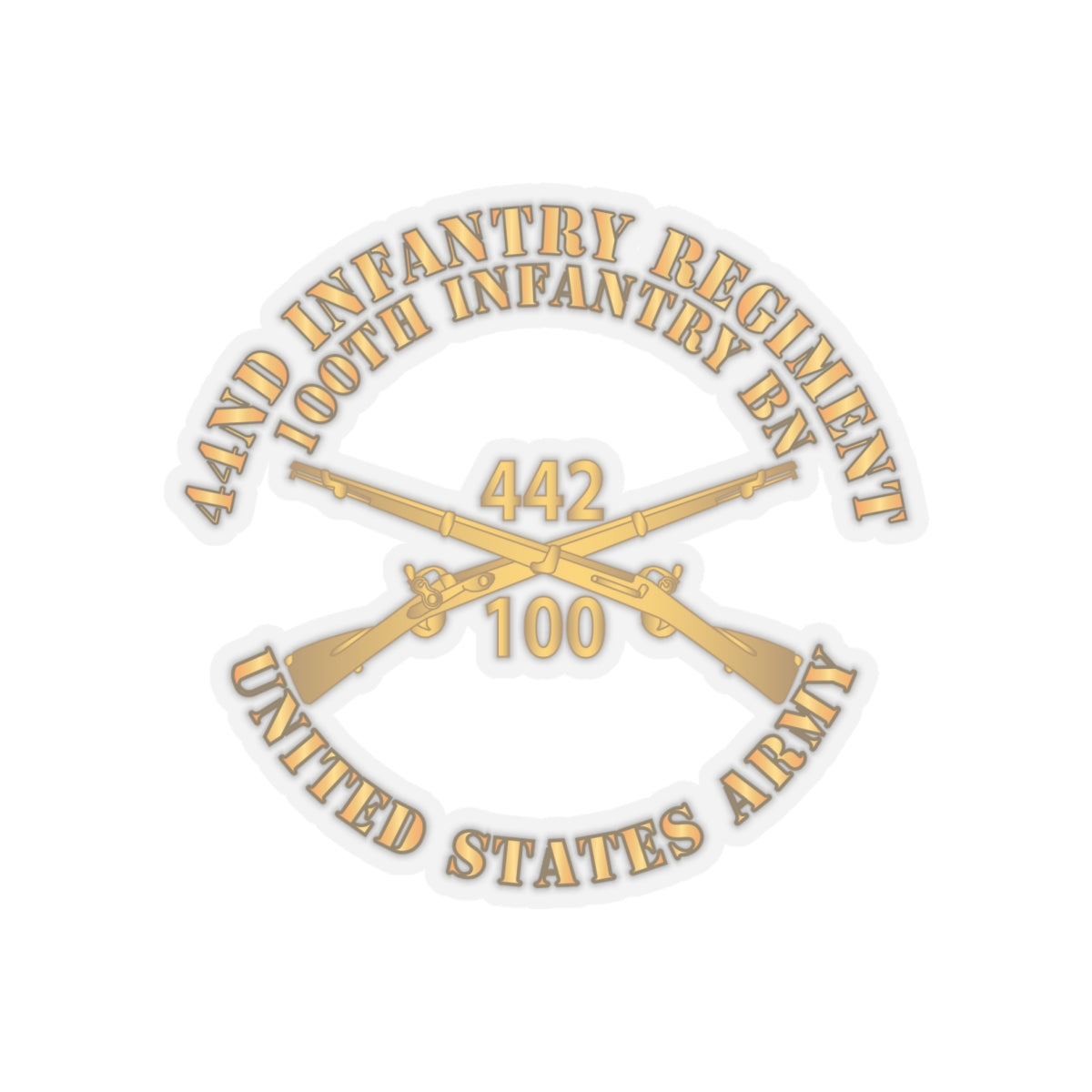 Kiss-Cut Stickers - Army - 442nd Infantry Regiment - 100th Infantry Battalion - US Army w Br X 300