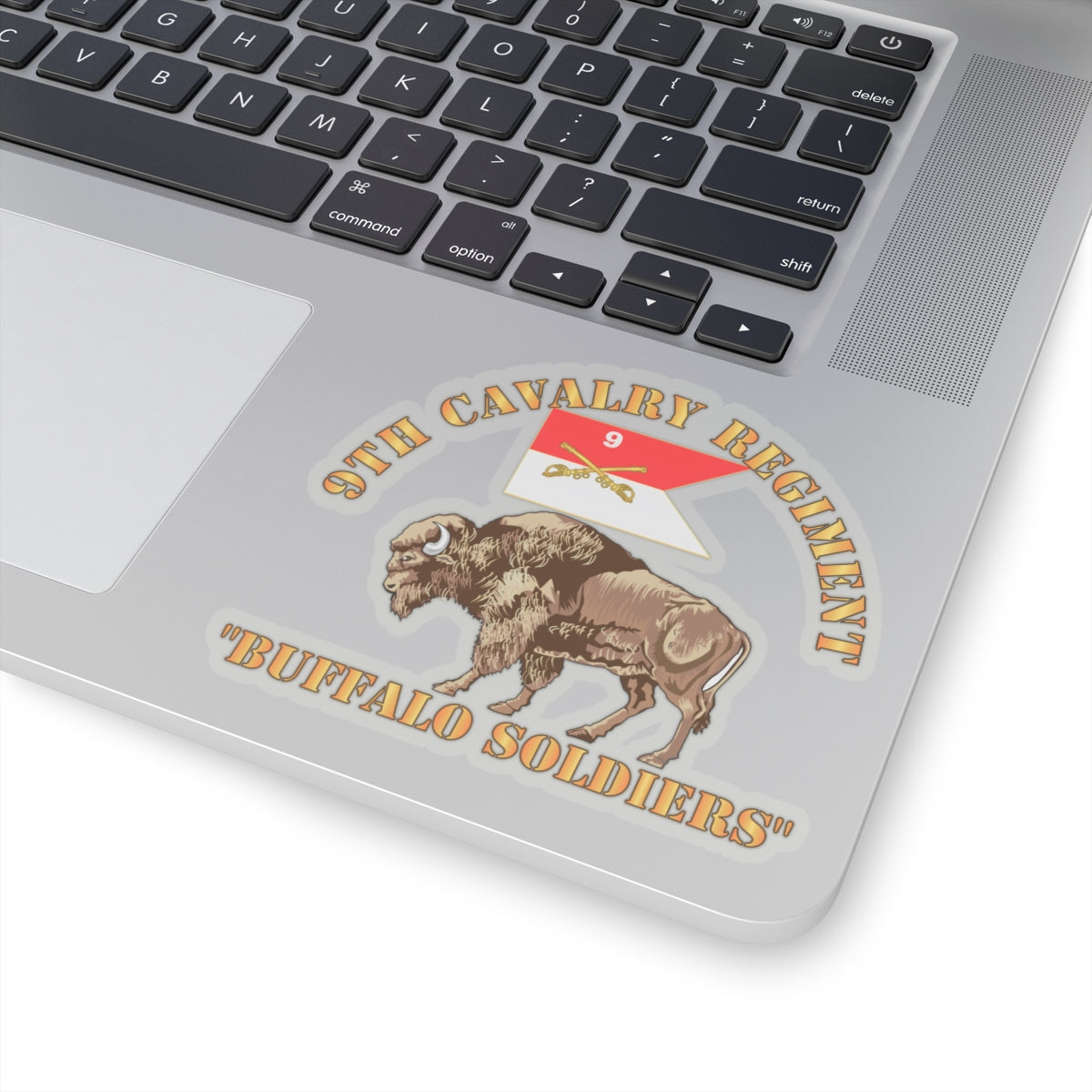 Kiss-Cut Stickers - Army - 9th Cavalry Regiment - Buffalo Soldiers w 9th Cav Guidon