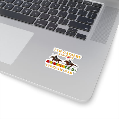Kiss-Cut Stickers - Army - 7th Cavalry Regiment - Vietnam War wt 2 Cav Riders and VN SVC X300
