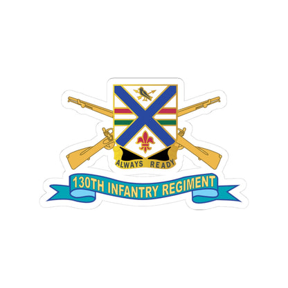 Kiss-Cut Stickers - Army - 130th Infantry Regiment - DUI w Br - Ribbon