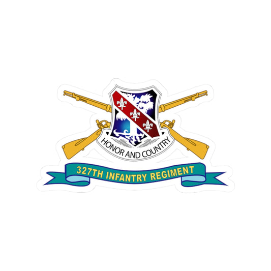 Kiss-Cut Stickers - Army - 327th Infantry Regiment - DUI w Br - Ribbon X 300