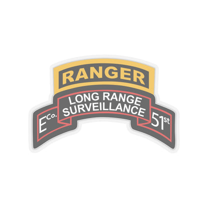 Kiss-Cut Stickers - Army - Airborne Ranger - E Company- 51st Infantry (Ranger) w Ranger Tab