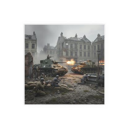 Indoor and Outdoor Silk Posters - US Tank Destroyer - M10 Wolverine Battles a German Panzer Tank