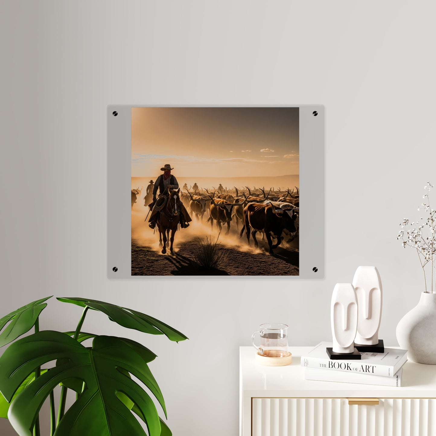 Acrylic Wall Art Panel - Dirty, dusty cattle drive in the Old West
