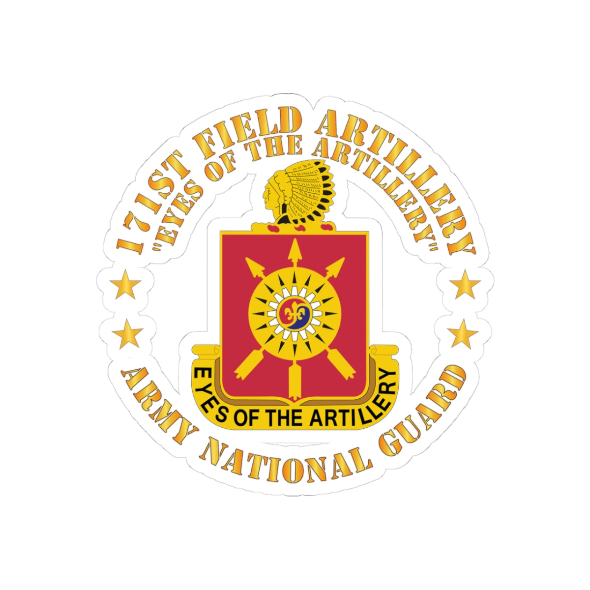 Kiss-Cut Stickers - Army - 171st Field Artillery - Eyes of the Artillery - ARNG - DUI  w FA Sep  X 300