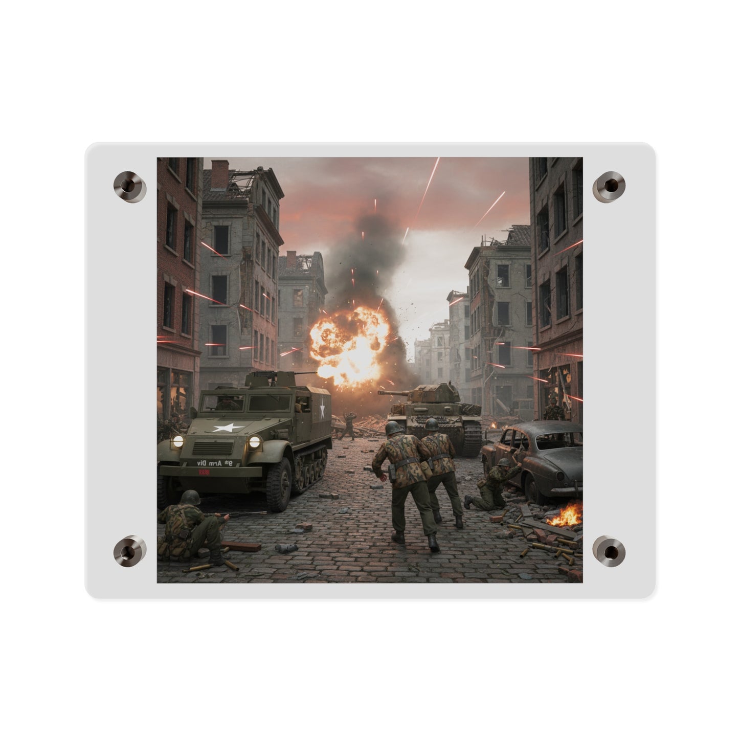Acrylic Wall Art Panel - M3A1 - 9th Armor Division Attack - WWII